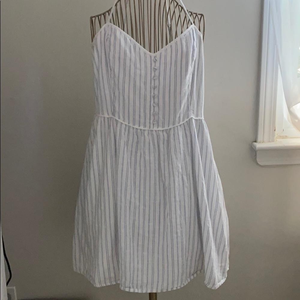 Blue and white stripped dress